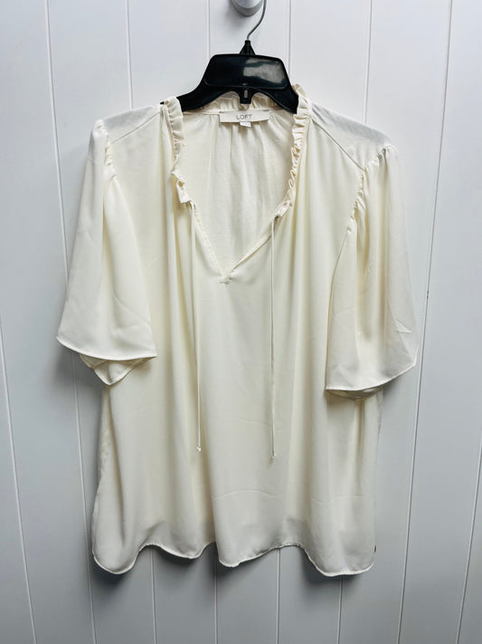 Top Short Sleeve By Loft In Cream, Size: 1x