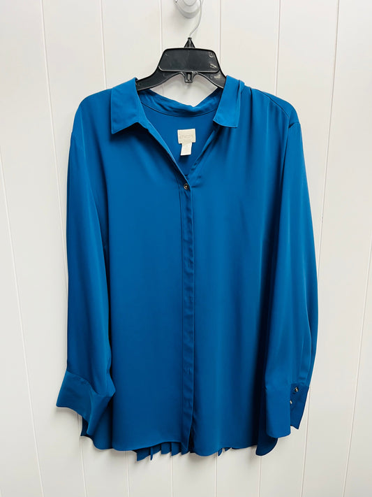 Top Long Sleeve By Chicos In Blue, Size: 1x