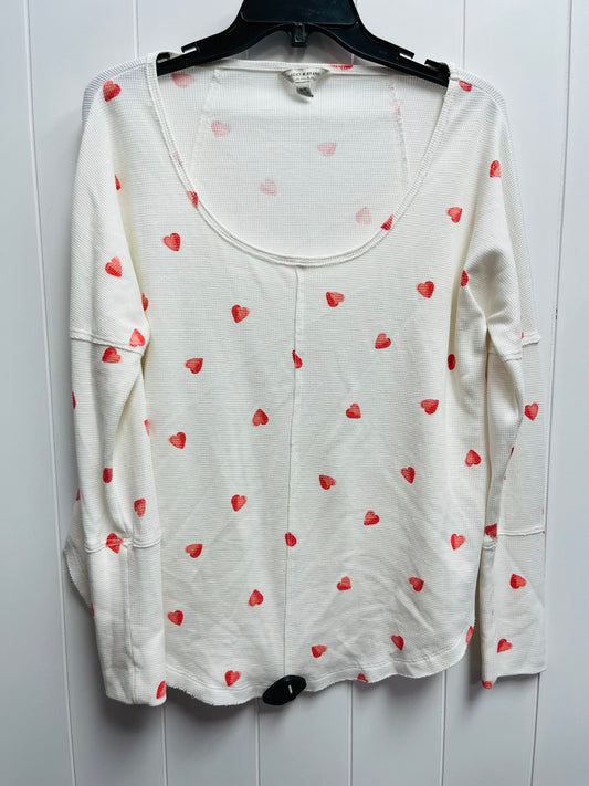 Top Long Sleeve By Lucky Brand In Red & White, Size: M