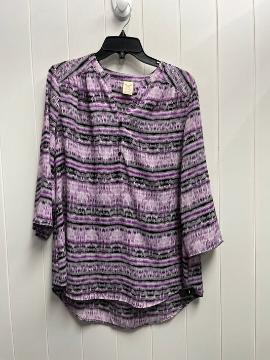 Top 3/4 Sleeve By Faded Glory In Purple, Size: 1x