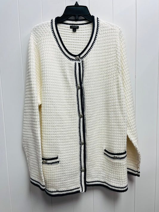 Sweater Cardigan By J. Jill In Blue & White, Size: 2x