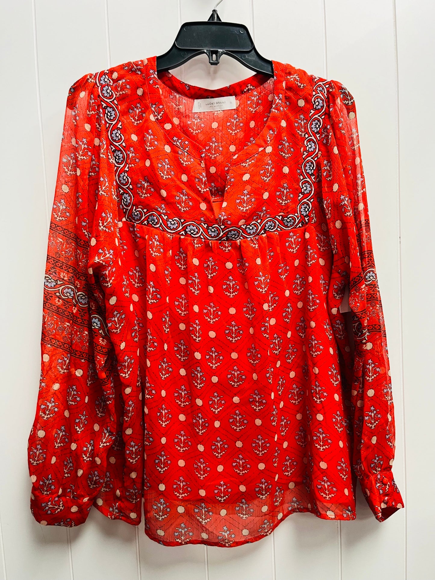 Top Long Sleeve By Lucky Brand In Red, Size: Xl