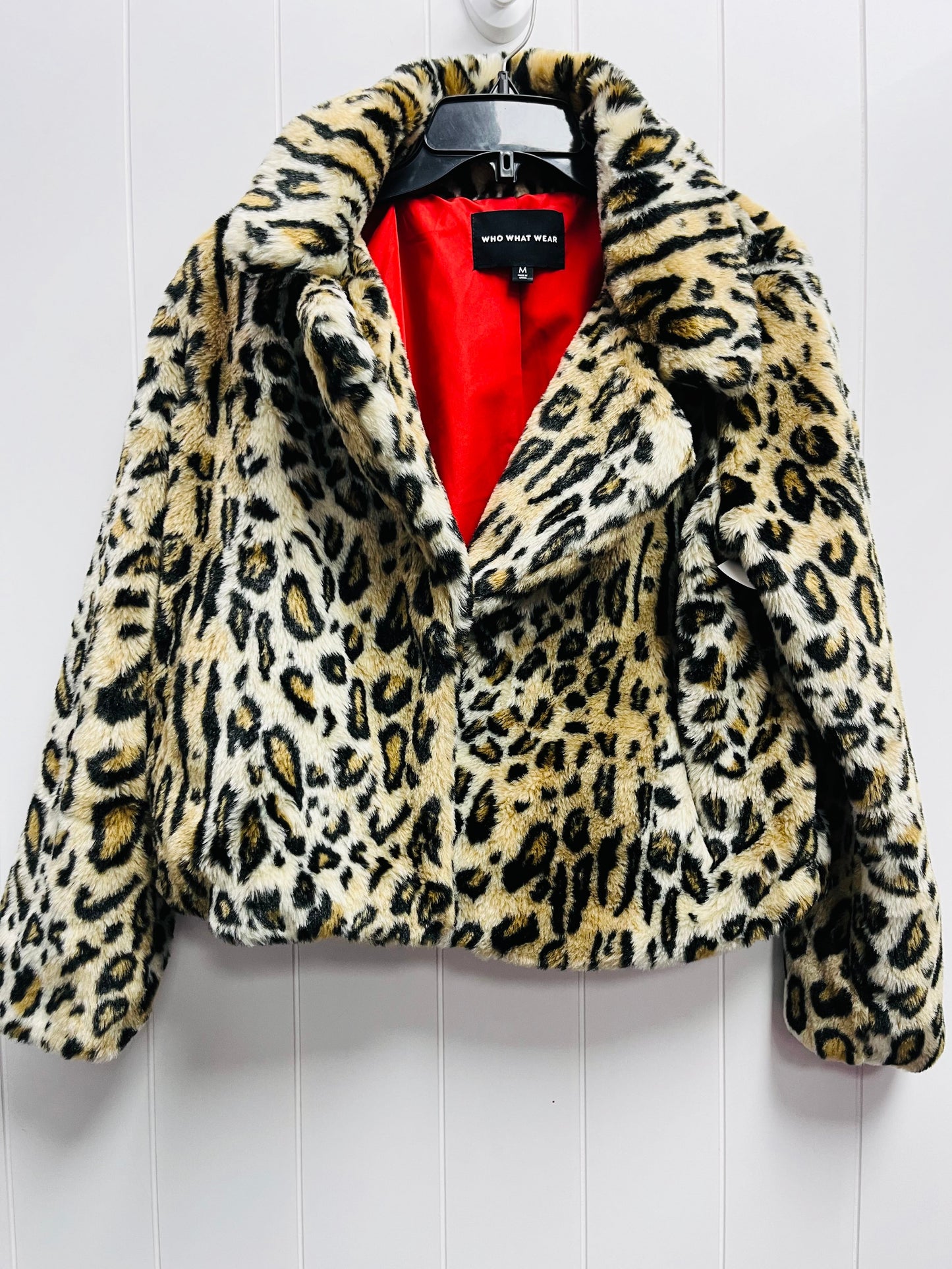 Jacket Faux Fur & Sherpa By Who What Wear In Animal Print, Size: M