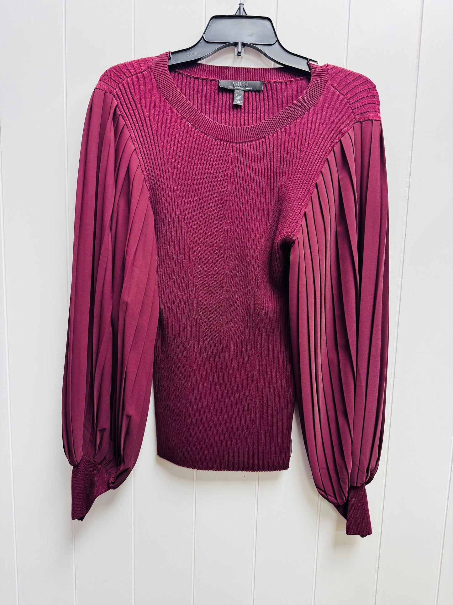 Top Long Sleeve By White House Black Market In Maroon, Size: L