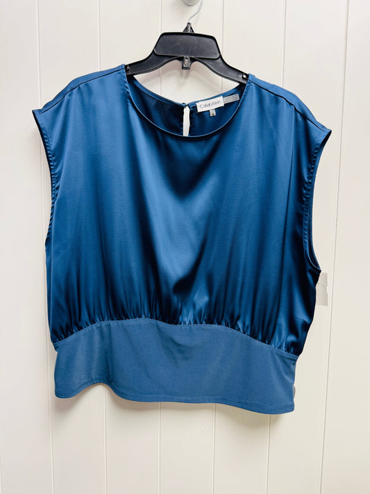 Top Short Sleeve By Calvin Klein In Blue, Size: Xl