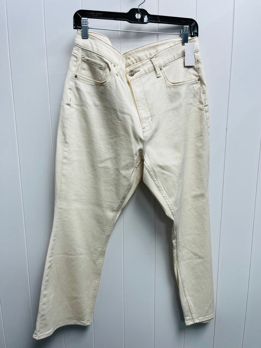 Jeans Cropped By White House Black Market In Cream Denim, Size: 14