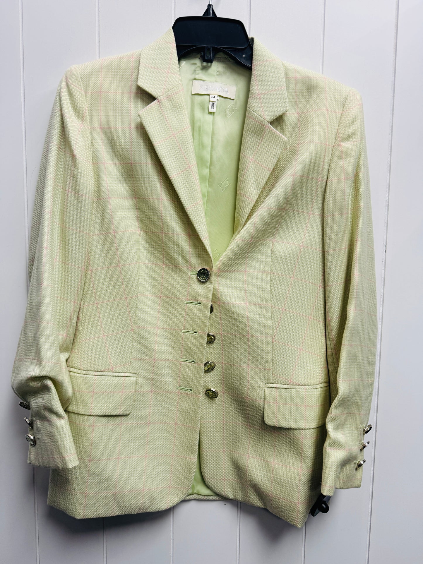 Blazer Designer By Escada In Green, Size: Xs