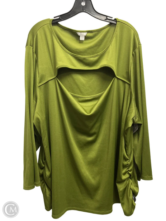 Top Long Sleeve By Cato In Green, Size: 26