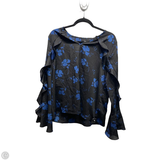 Top Long Sleeve By Tahari By Arthur Levine In Black & Blue, Size: L