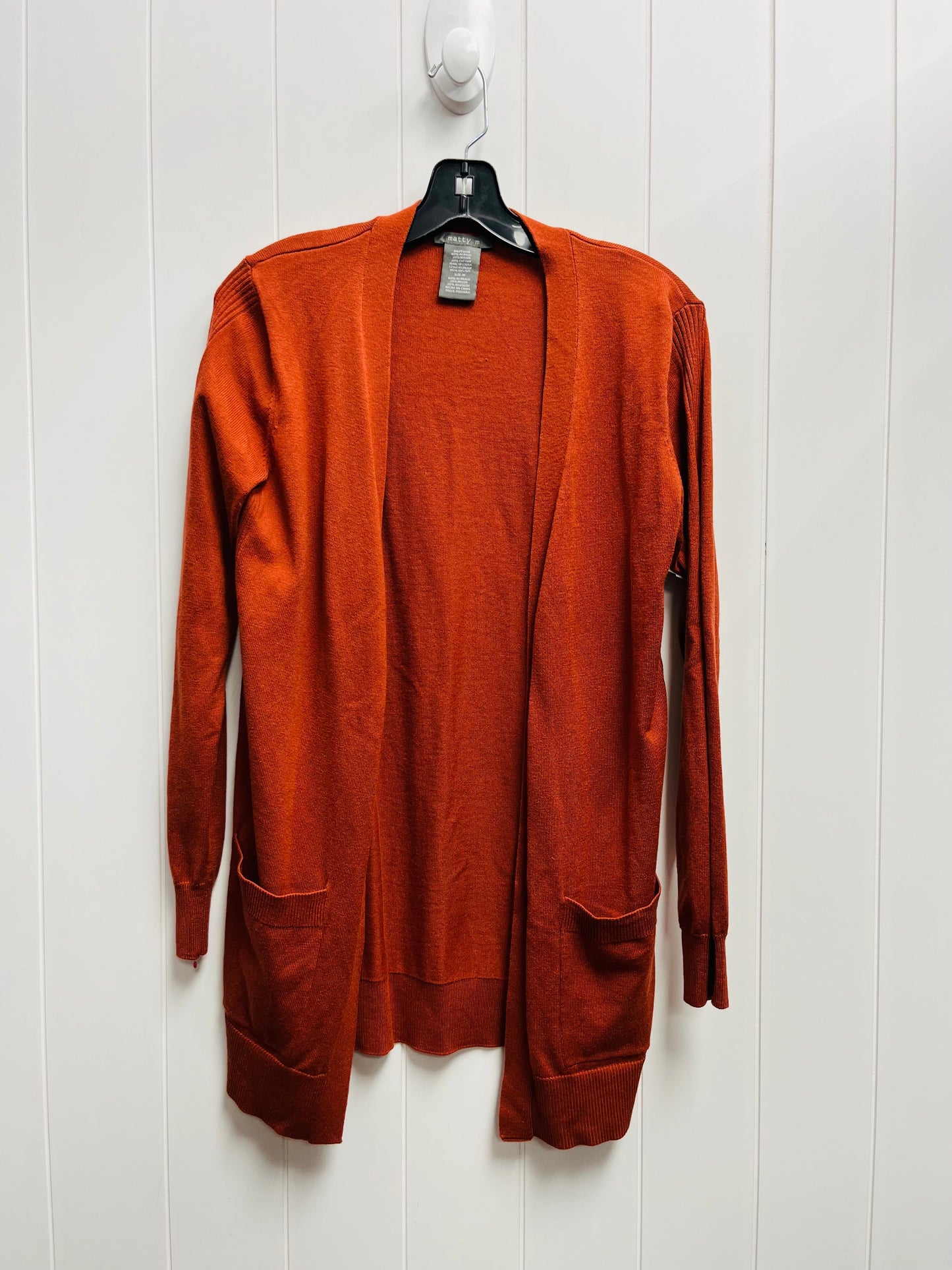 Sweater Cardigan By Matty M In Orange, Size: M