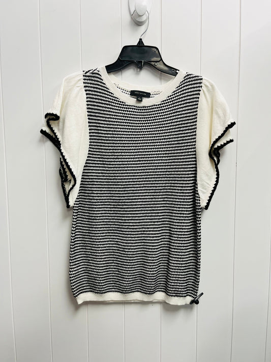 Sweater Short Sleeve By Ann Taylor In Black & White, Size: L