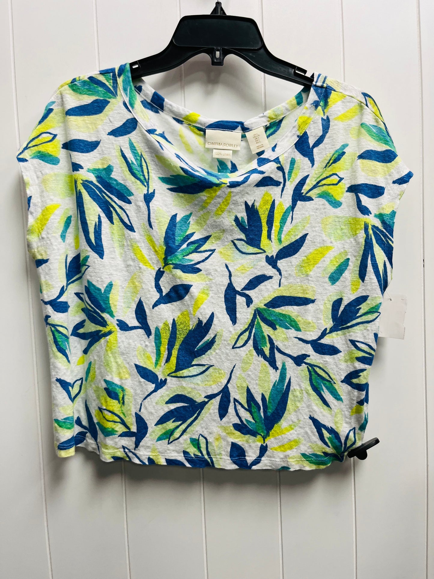 Blue & Green Top Short Sleeve Cynthia Rowley, Size L