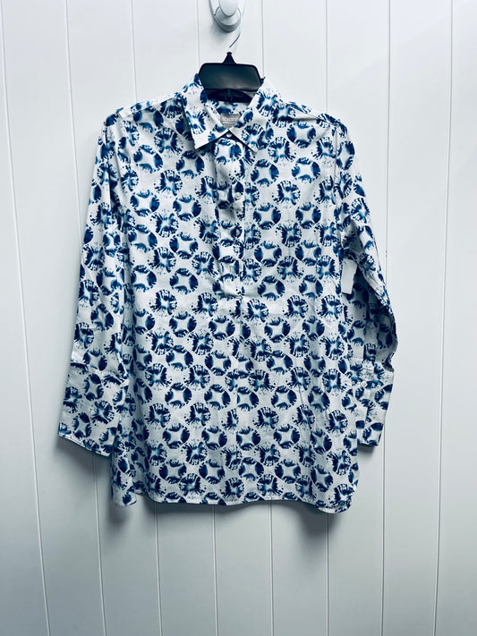 Top Long Sleeve By Chicos In Blue & White, Size: 2