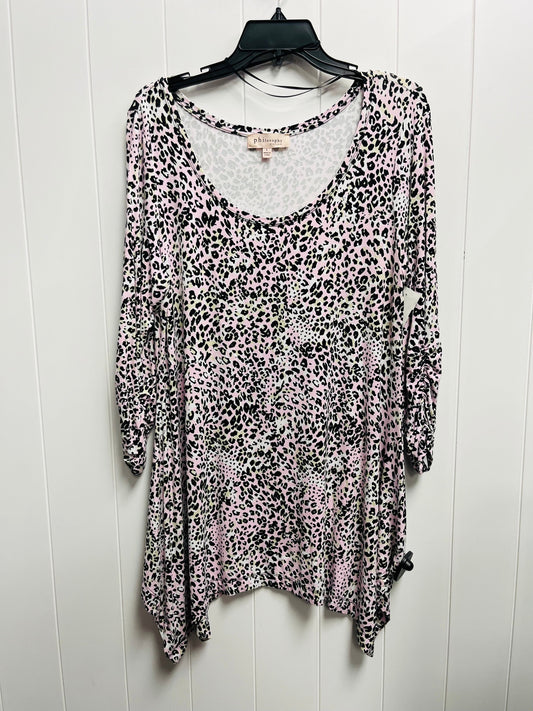 Tunic 3/4 Sleeve By Philosophy In Pink & Tan, Size: L