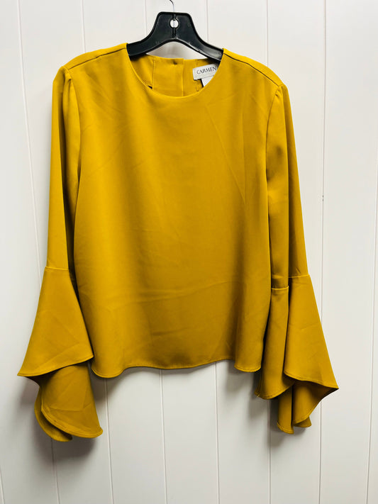 Yellow Top Long Sleeve Carmen Marc Valvo, Size 4