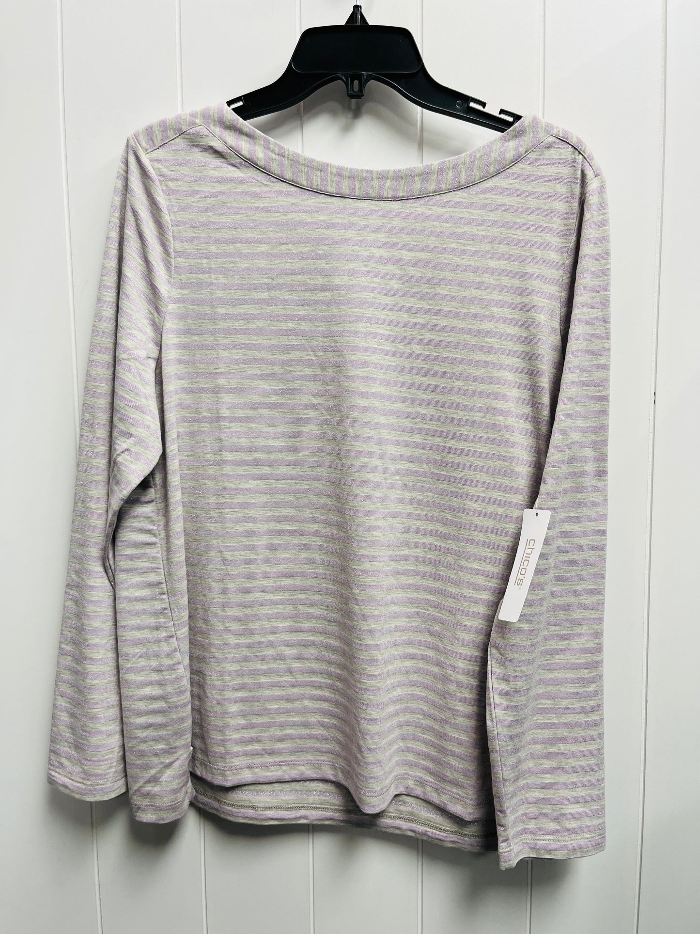 Top Long Sleeve By Chicos In Grey & Purple, Size: L