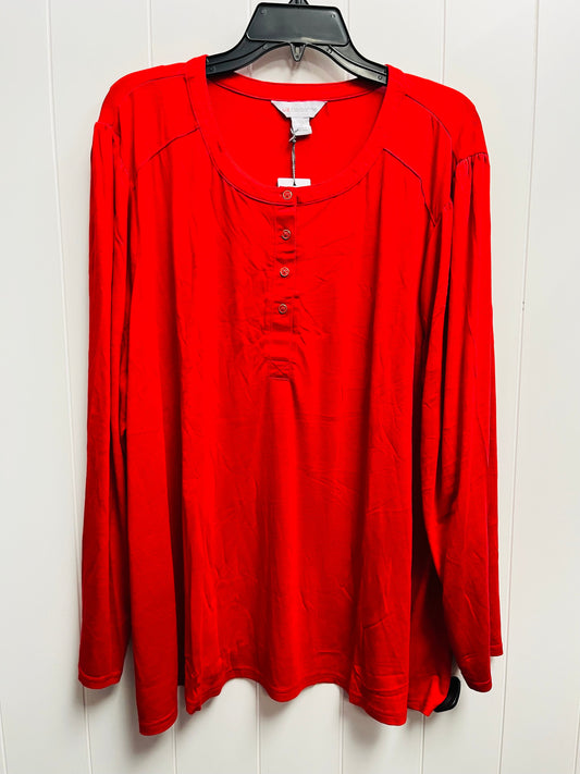 Top Long Sleeve By Liz Claiborne In Red, Size: 3x