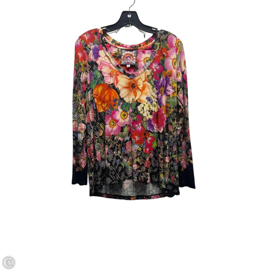 Top Long Sleeve Designer By Johnny Was In Green & Pink, Size: S