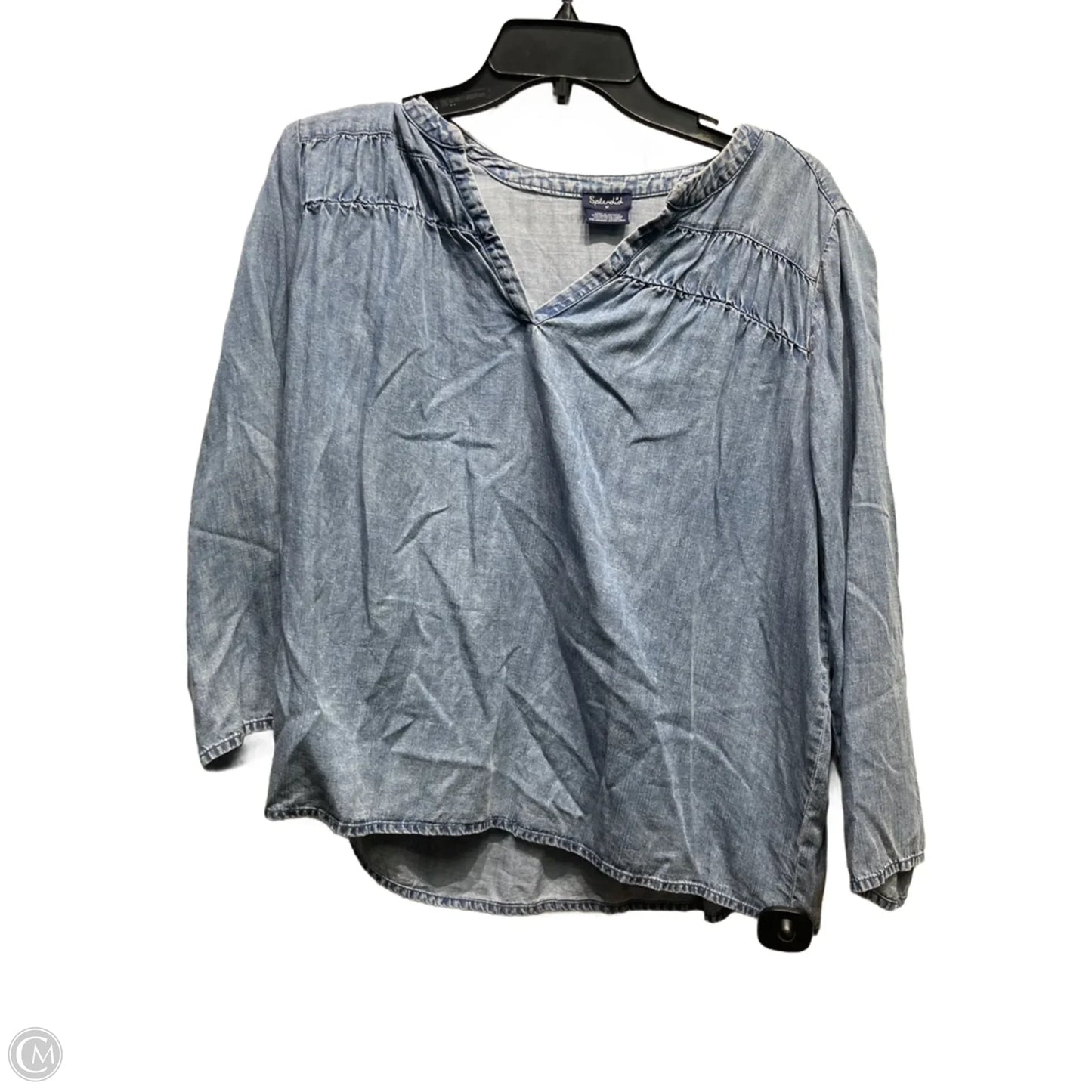 Top Long Sleeve By Splendid In Blue Denim, Size: M