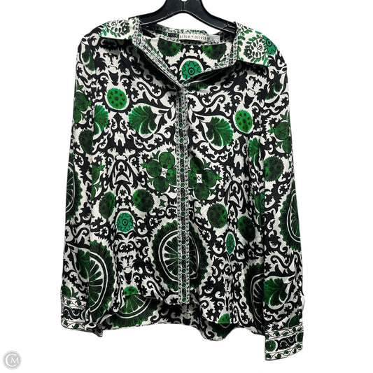 Top Long Sleeve Designer By Alice + Olivia In Black & Green, Size: S
