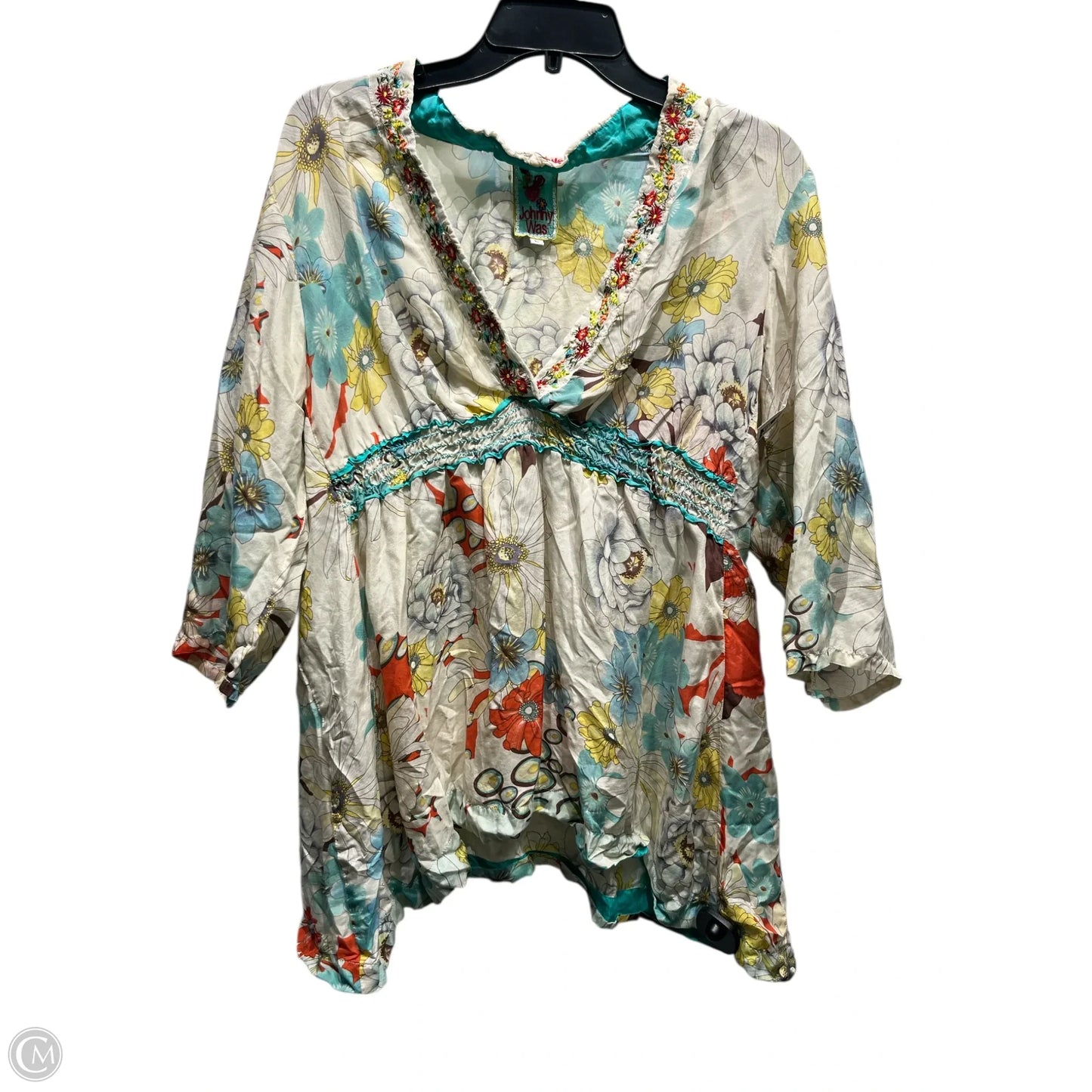 Top Long Sleeve By Johnny Was In Blue & Red, Size: L