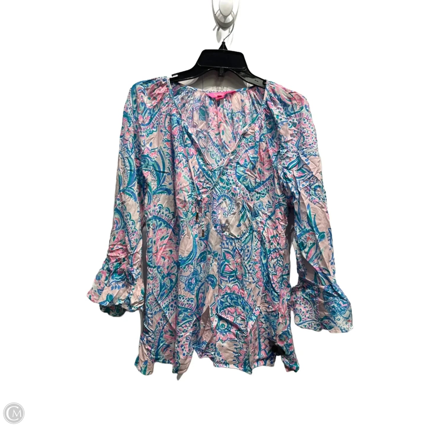 Top Long Sleeve Designer By Lilly Pulitzer In Blue & Pink, Size: Xl