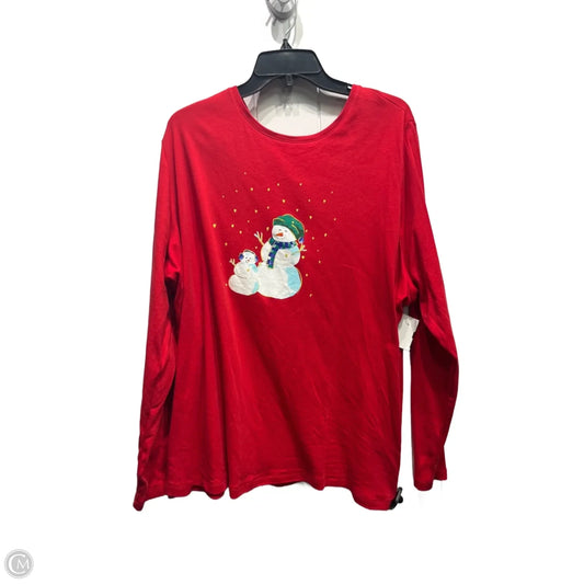 Top Long Sleeve By Kim Rogers In Red, Size: 3x