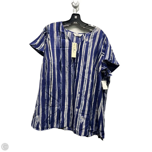 Top Short Sleeve By Agnes Orinda In Blue, Size: 2x