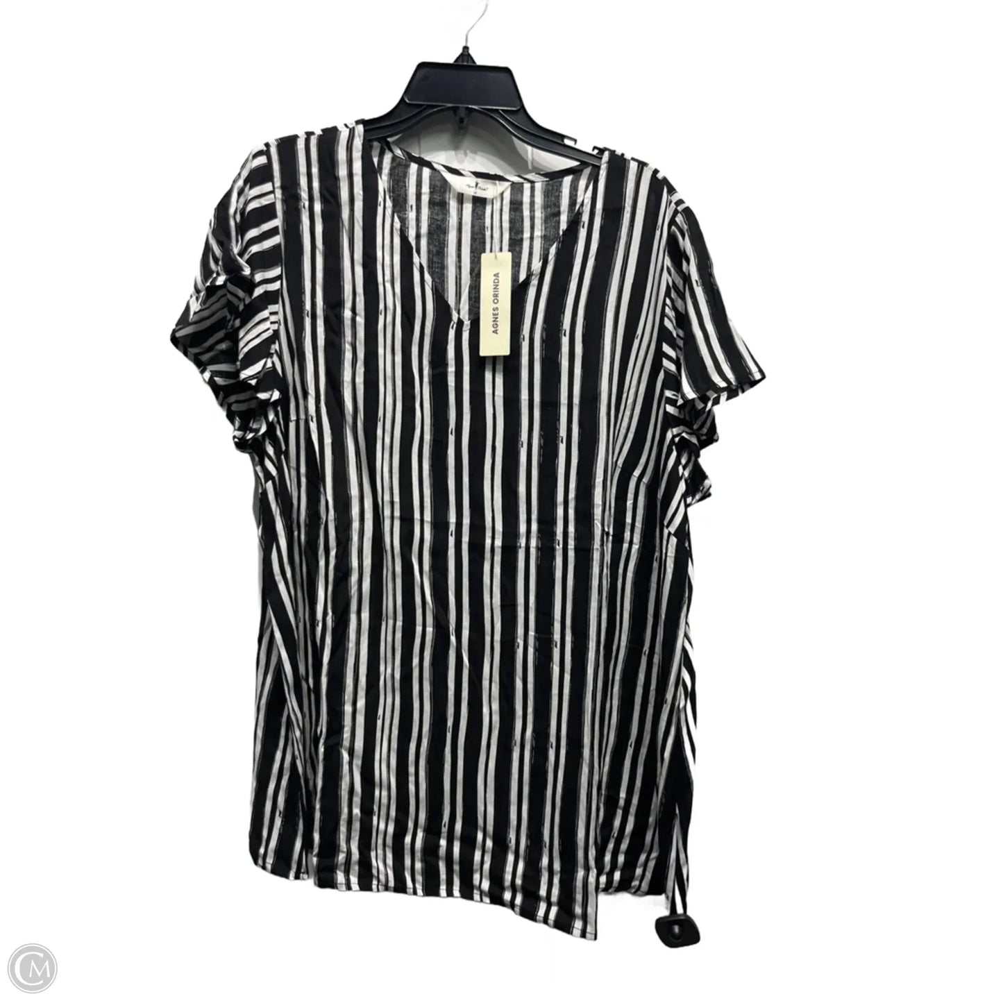 Top Short Sleeve By Agnes Orinda In Black & White, Size: 2x