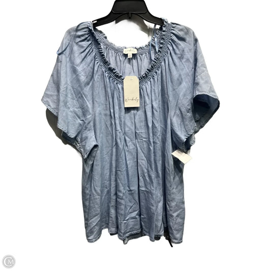 Top Short Sleeve By Wonderly In Blue, Size: 2x