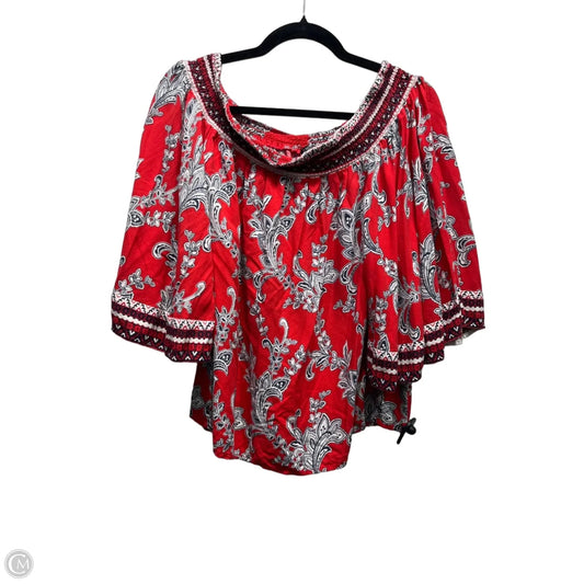 Top Short Sleeve By Venus In Red & White, Size: 12