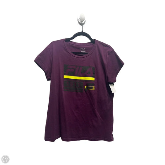 Athletic Top Short Sleeve By Fila In Purple, Size: Xl