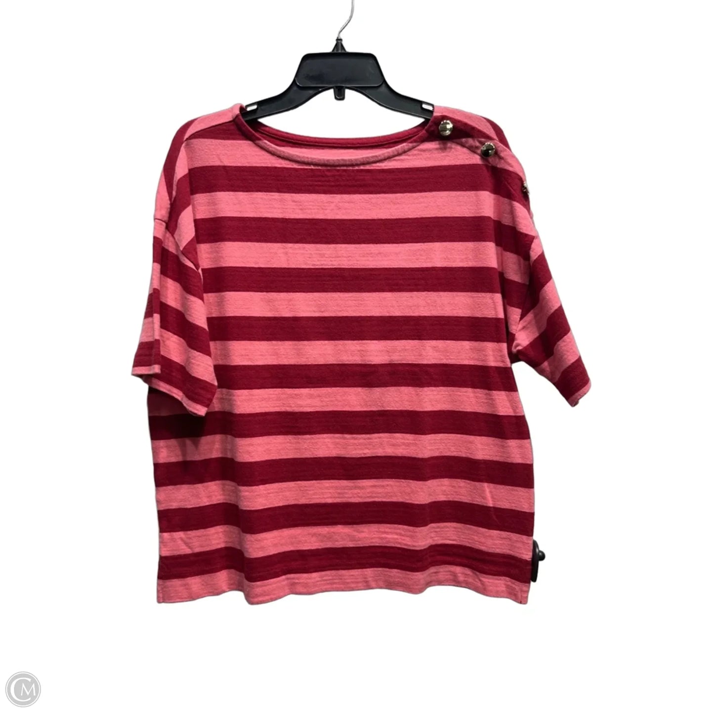 Top Short Sleeve By Loft In Pink & Red, Size: L
