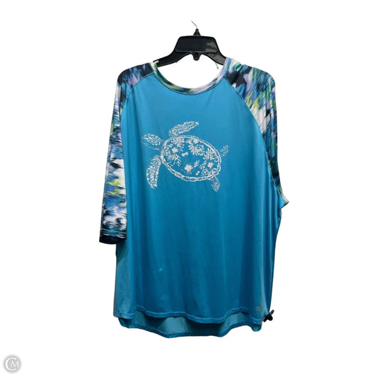 Top Short Sleeve By Reel Legends In Blue & Purple, Size: 3x