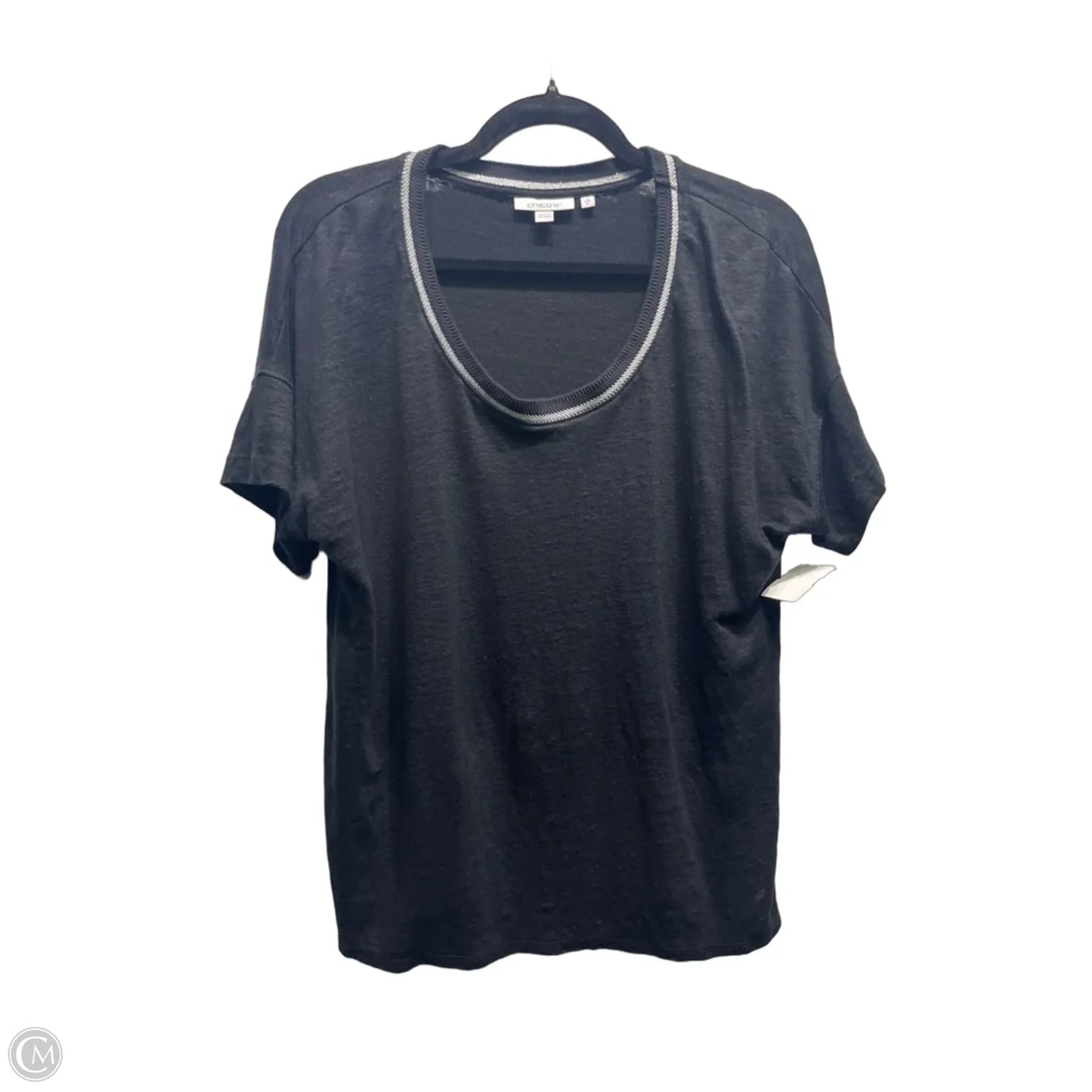 Top Short Sleeve By Chicos In Black, Size: L