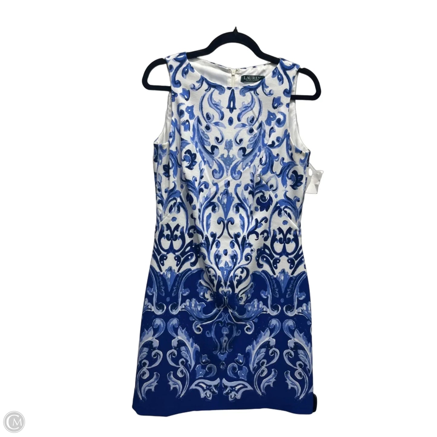 Dress Work By Ralph Lauren In Blue & White, Size: 8