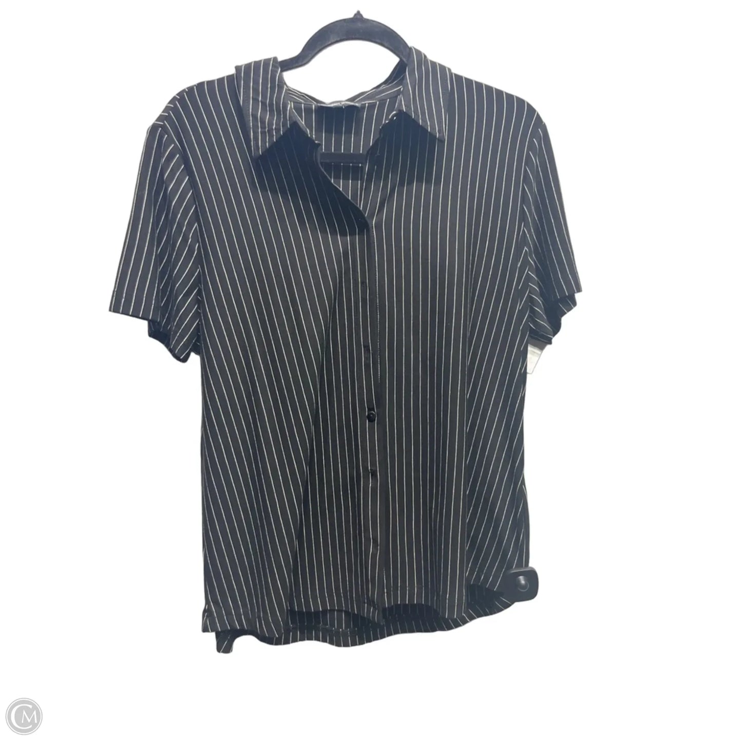 Top Short Sleeve By Modern Works In Black & White, Size: L