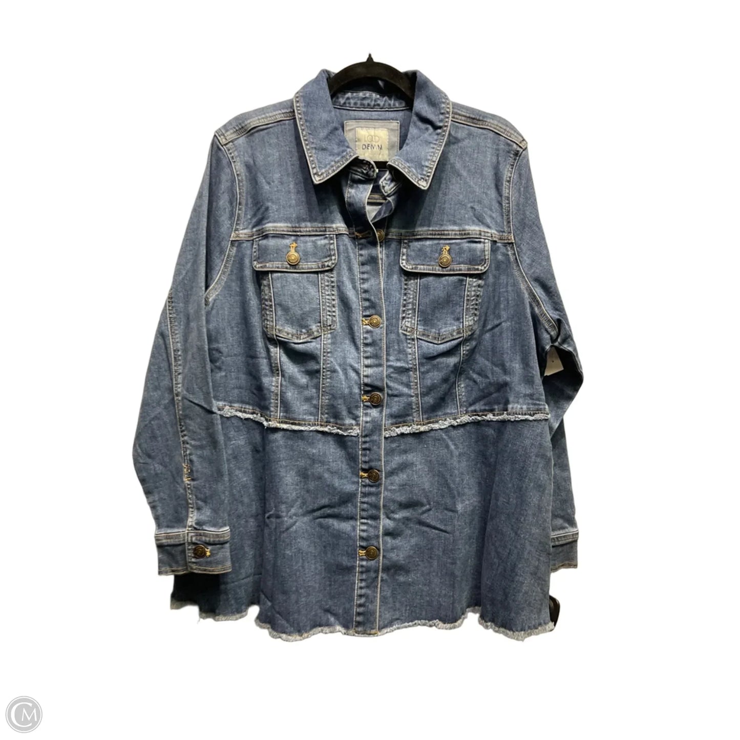 Jacket Shirt By Logo In Blue Denim, Size: 1x