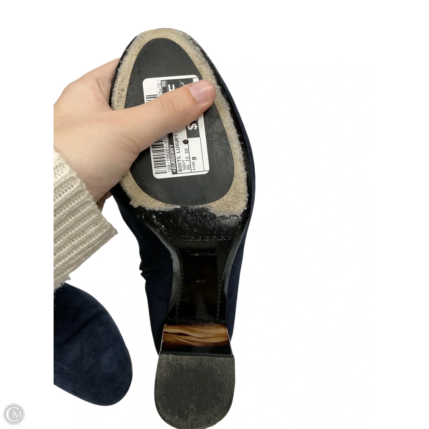 Boots Luxury Designer By Burberry In Navy, Size: 9
