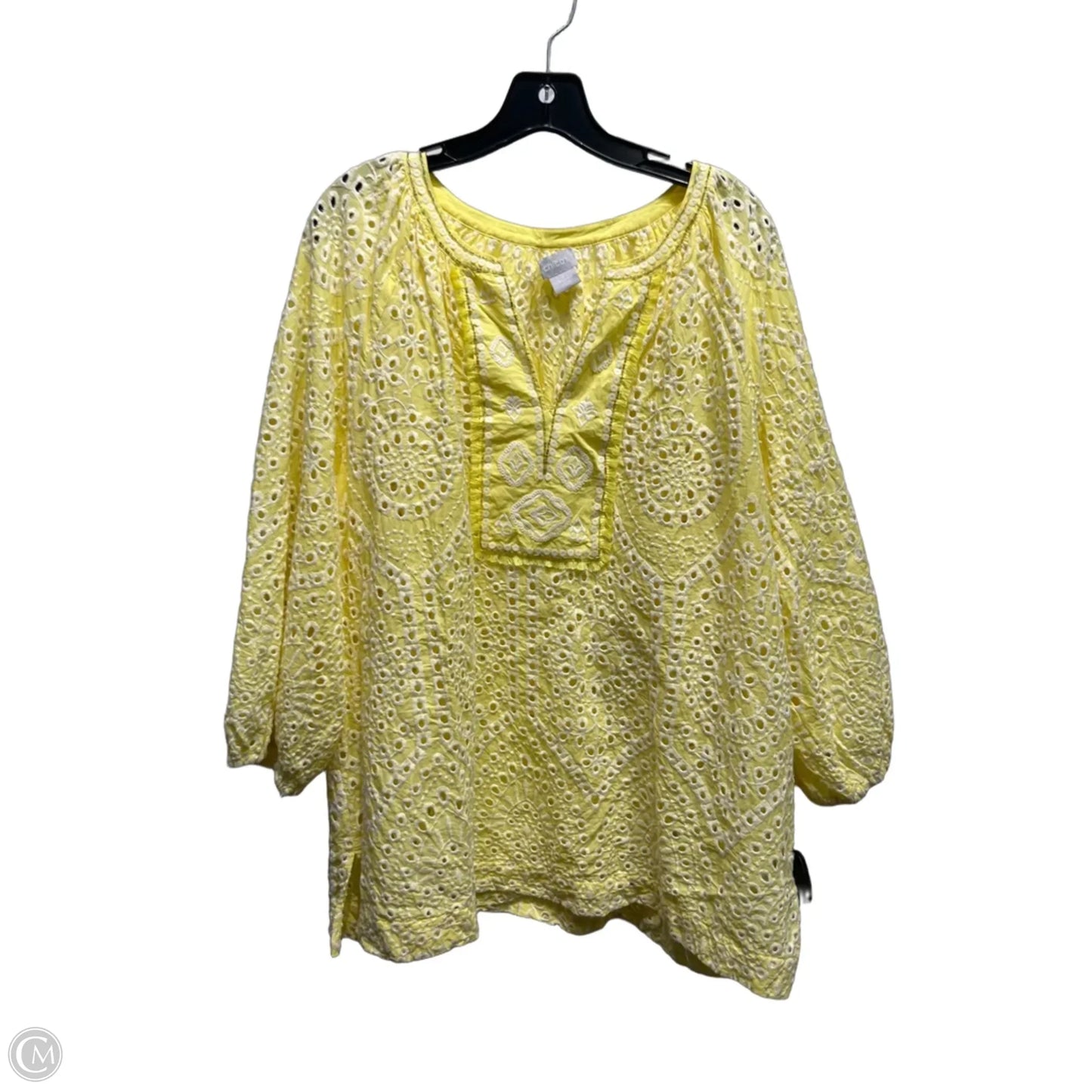 Top Short Sleeve By Chicos In Yellow, Size: 16