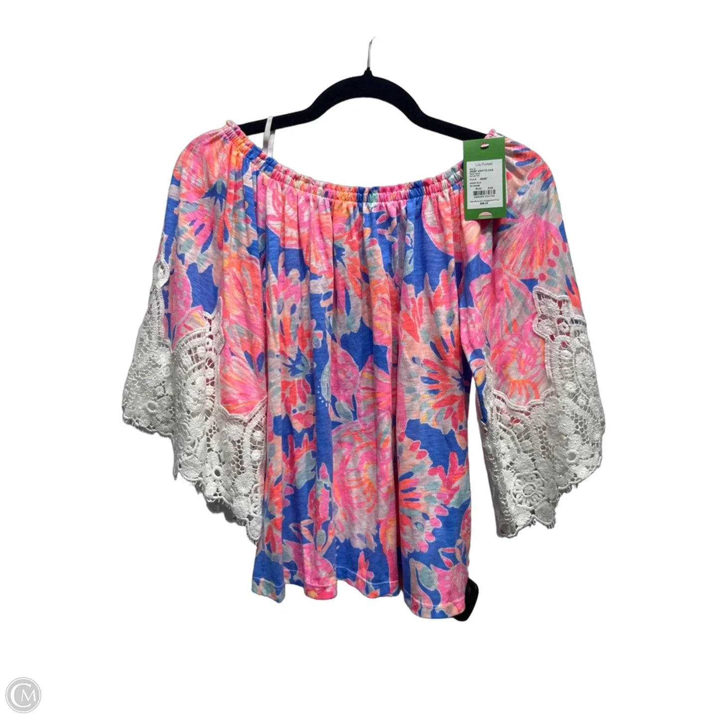 Top Short Sleeve Designer By Lilly Pulitzer In Blue & Pink, Size: Xxs