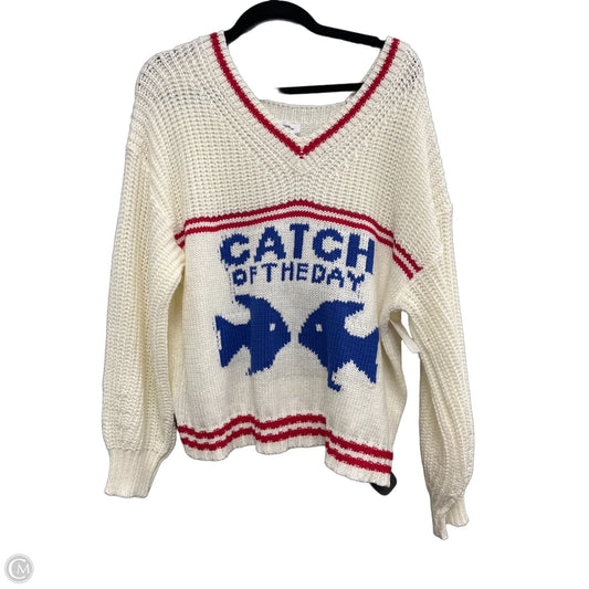 Sweater By Ee Some In Blue & Red & White, Size: S