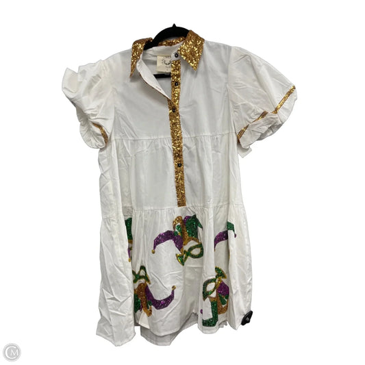 Dress Party Short By Fantastic Fawn In Gold & White, Size: S