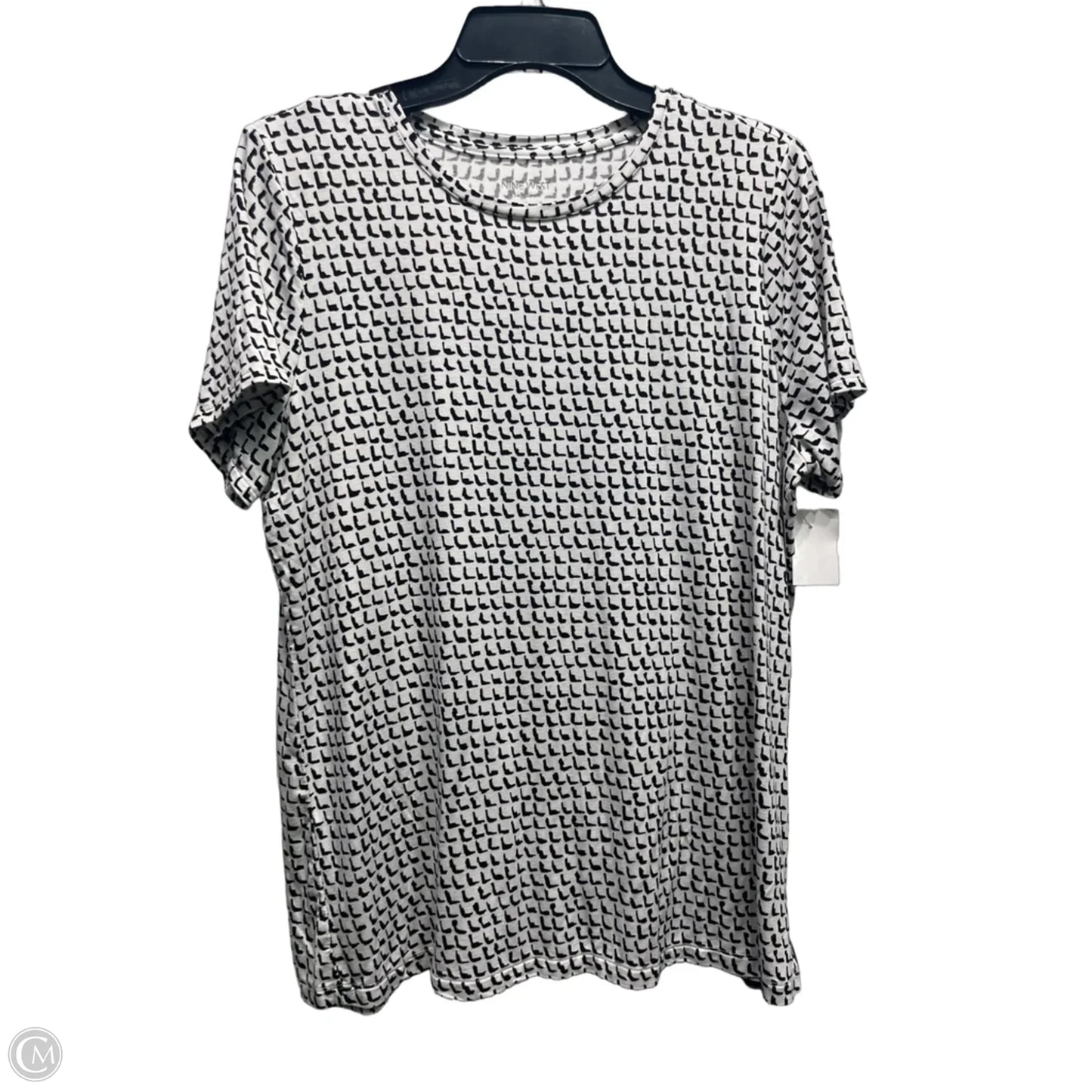 Top Short Sleeve By Nine West In Black & White, Size: L