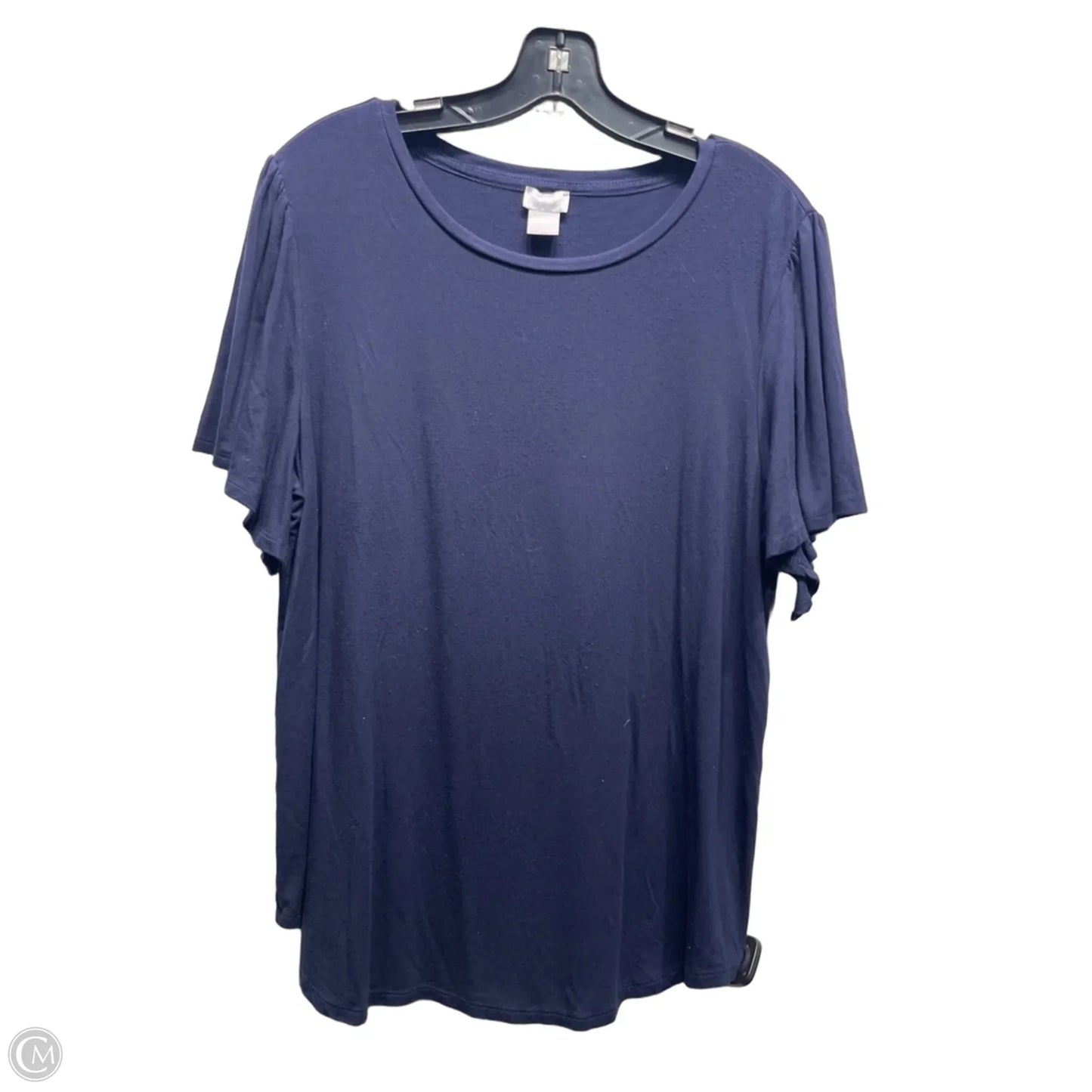 Top Short Sleeve By Chicos In Navy, Size: L
