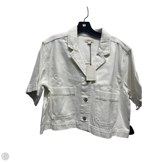 Jacket Denim By Elan In White Denim, Size: L