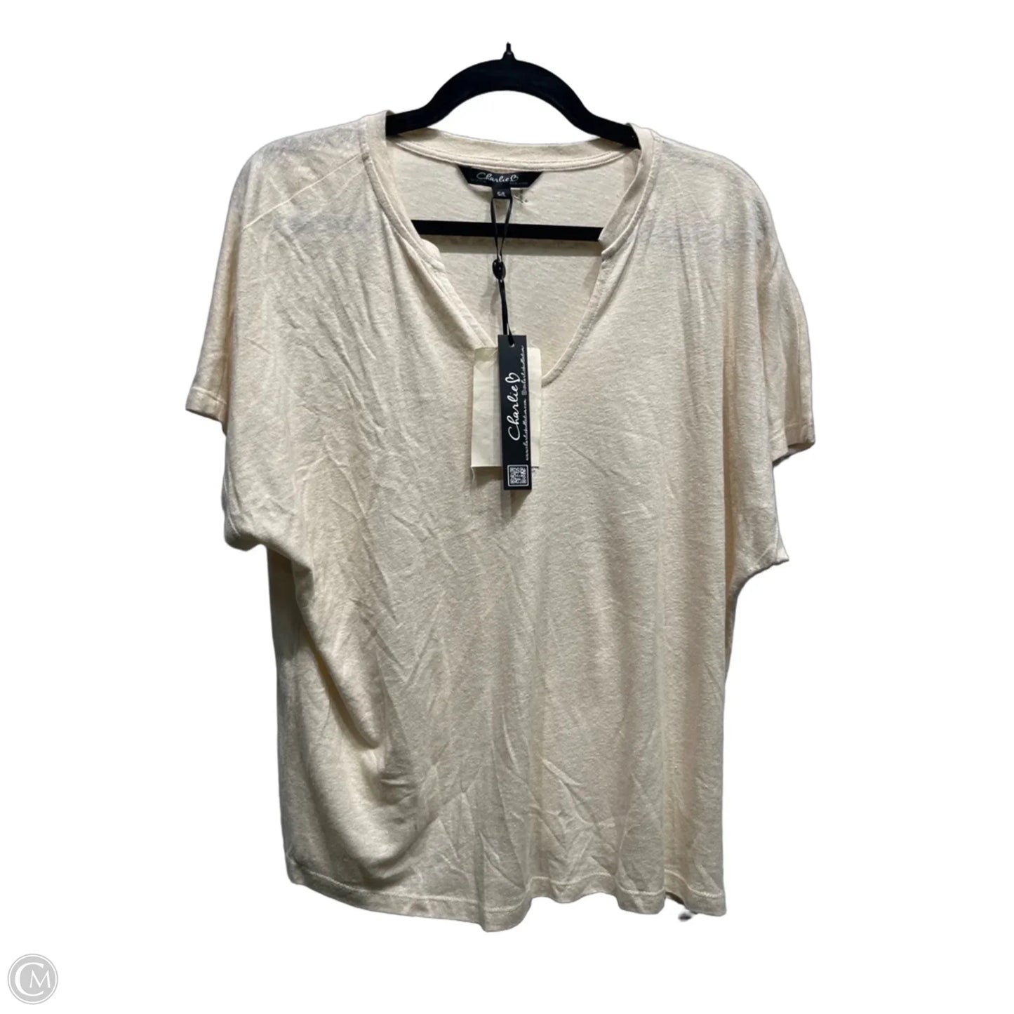Top Short Sleeve By Charlie B In Cream, Size: L
