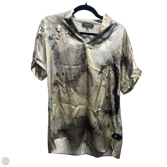 Top Short Sleeve Designer By Lafayette 148 In Brown & Cream, Size: S