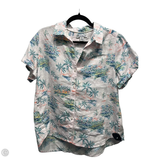 Top Short Sleeve By Tommy Bahama In Grey & Pink, Size: S