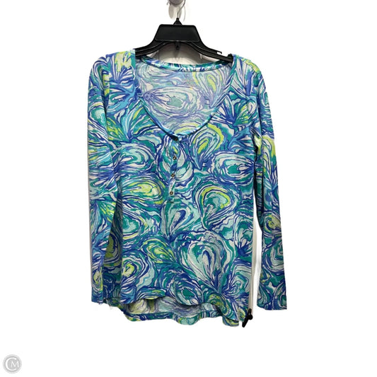 Top Long Sleeve Designer By Lilly Pulitzer In Blue & Green, Size: S